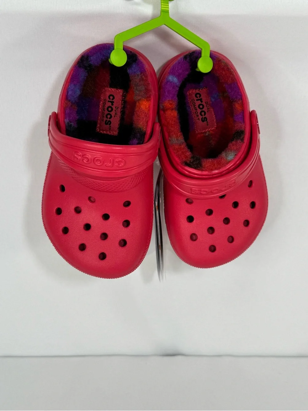 CROCS Kids Red Fuzzy-Lined Slip-On Clogs